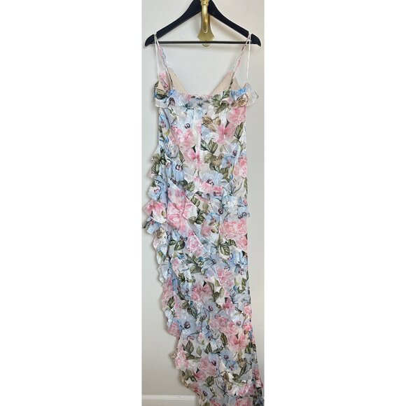 ELLIATT Wilhelmina Floral Print Ruffle Chiffon Maxi Dress in Pink Multi Size XL - Picture 7 of 11